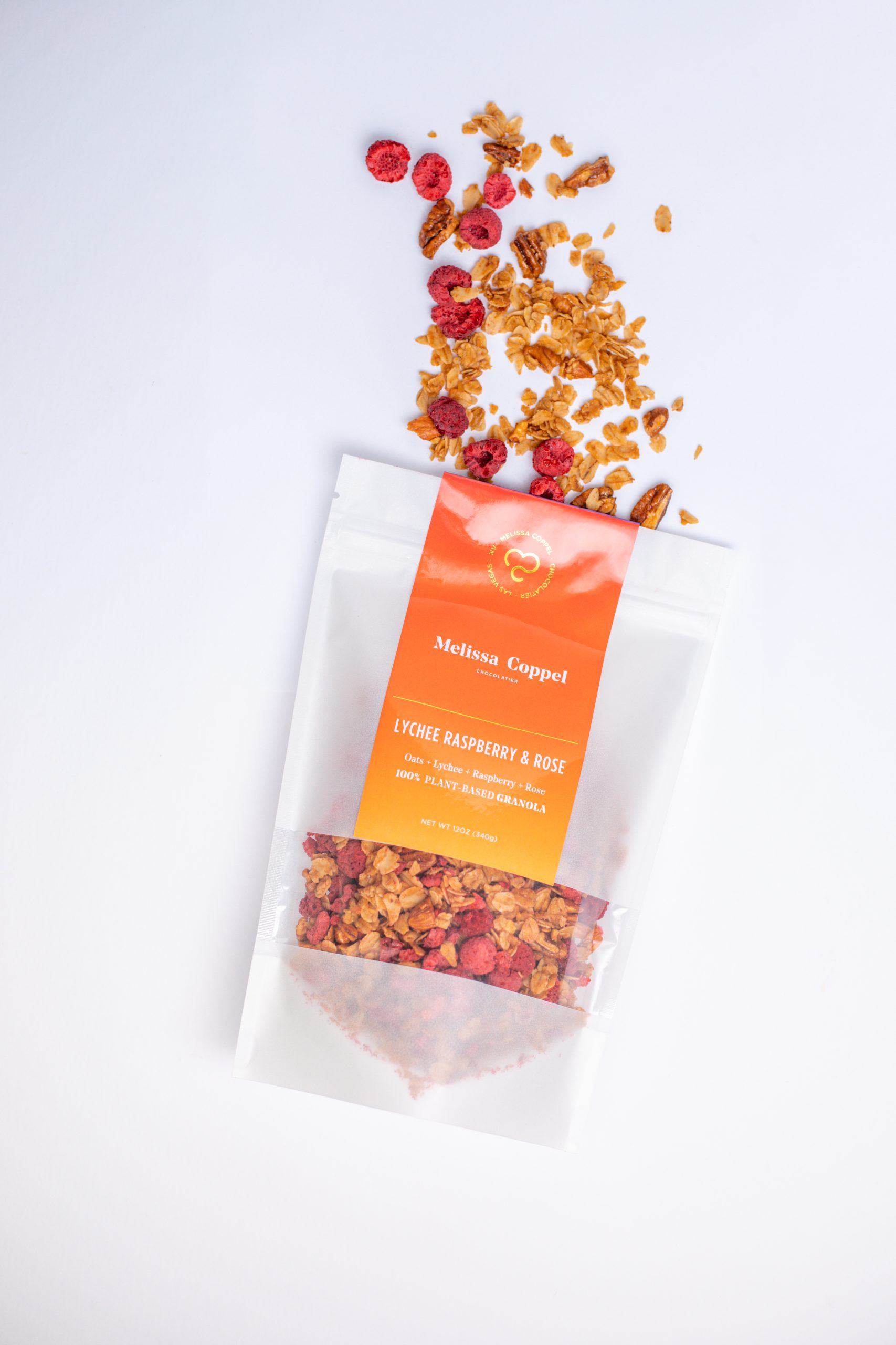 Lychee, raspberry and rose vegan granola by Melissa Coppel